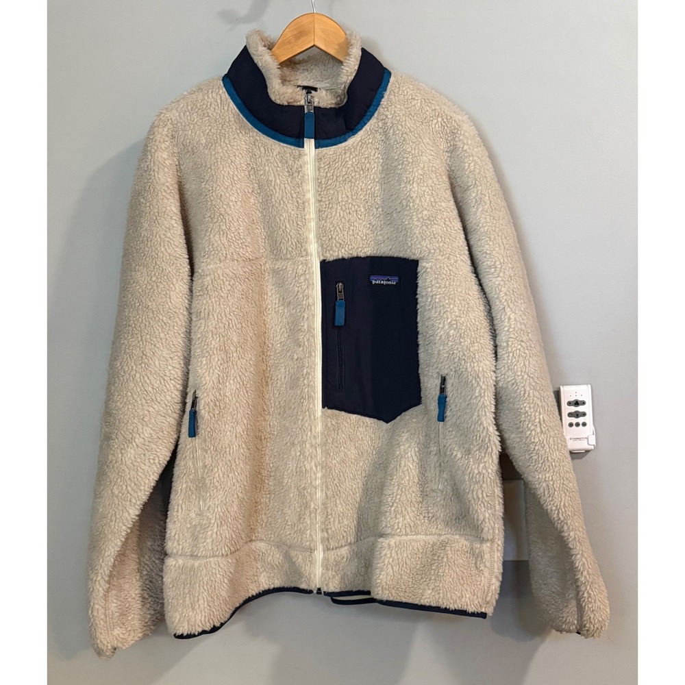 Patagonia Men's‎ Fleece Jacket Retro Pile Beige Zip Up Size XXL